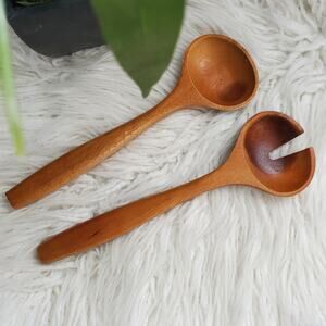 Wooden Wide Salad Serving Spoon Set of 2